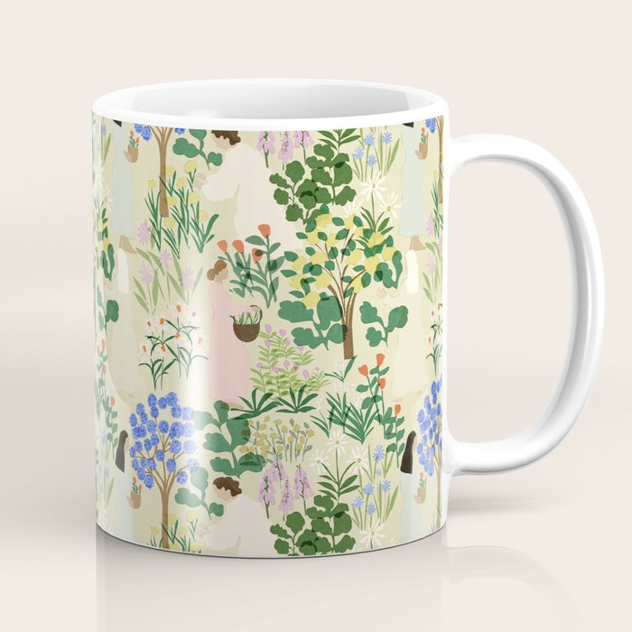 Ladies working in the garden (BEIGE) Coffee Mug Gallery Image 1