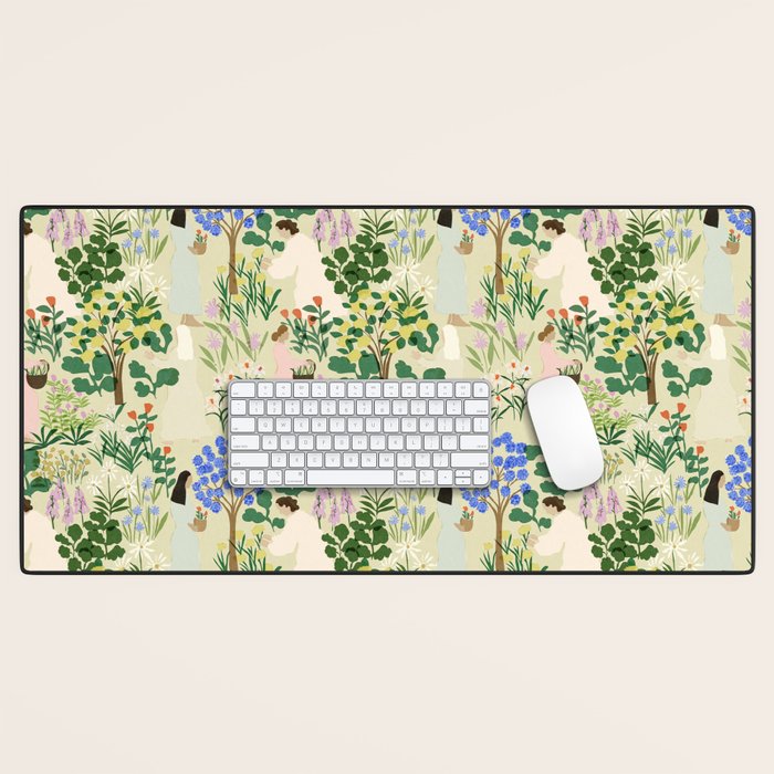 Ladies working in the garden (BEIGE) Desk Mat Gallery Image 1