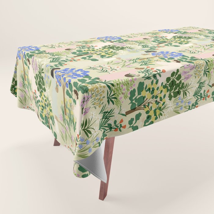 Ladies working in the garden (BEIGE) Tablecloth Gallery Image 1