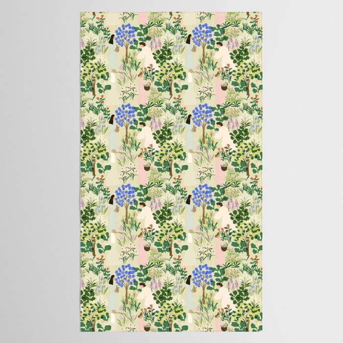 Ladies working in the garden (BEIGE) Tablecloth Gallery Image 2