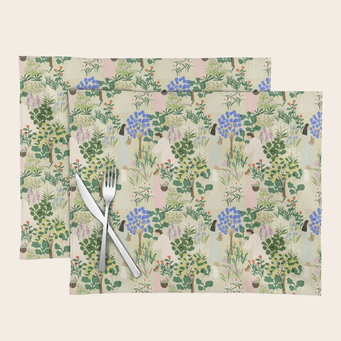 Ladies working in the garden (BEIGE) Placemat Gallery Image 1