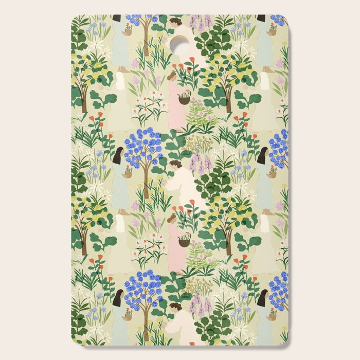 Ladies working in the garden (BEIGE) Cutting Board Gallery Image 1
