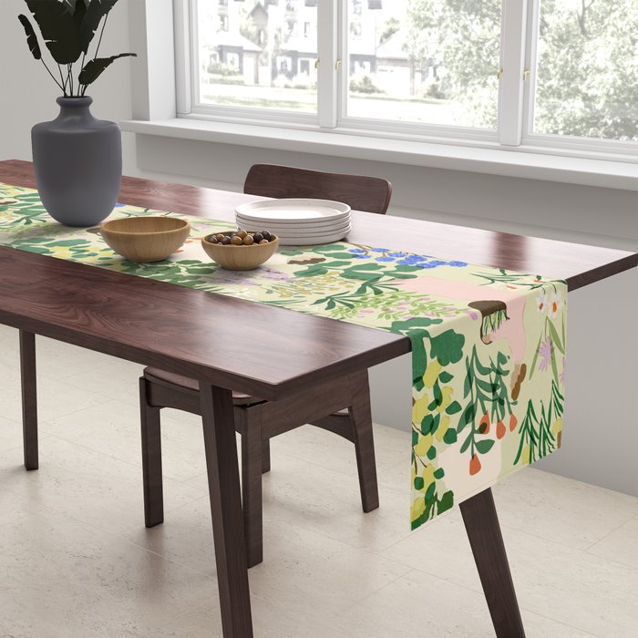 Ladies working in the garden (BEIGE) Table Runner Gallery Image 2