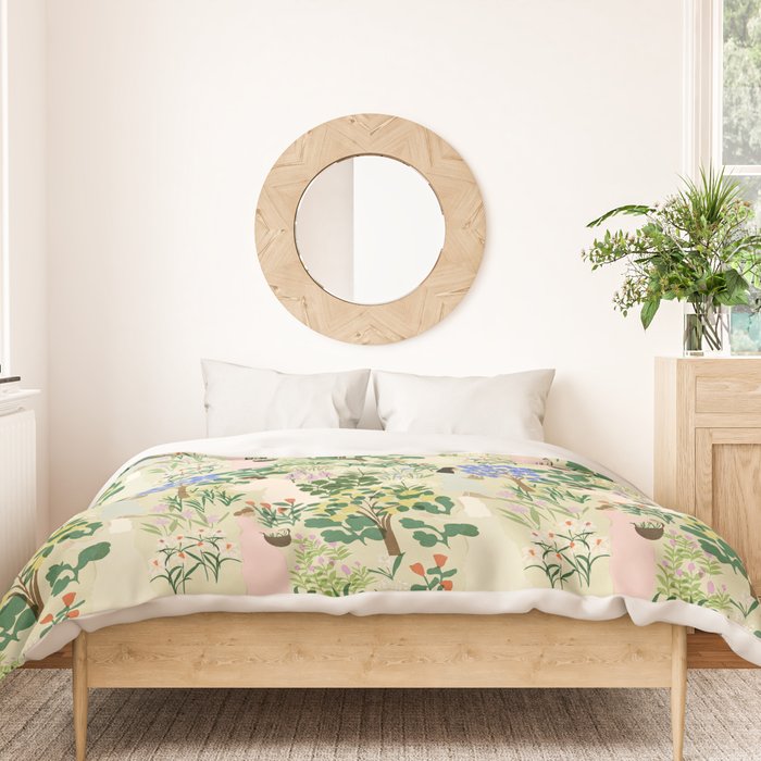 Ladies working in the garden (BEIGE) Duvet Cover Gallery Image 3