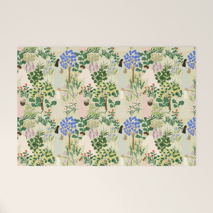 Ladies working in the garden (BEIGE) Welcome Mat Gallery Image 1