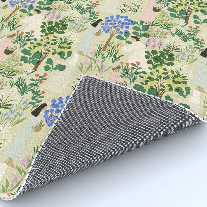 Ladies working in the garden (BEIGE) Rug Gallery Image 4
