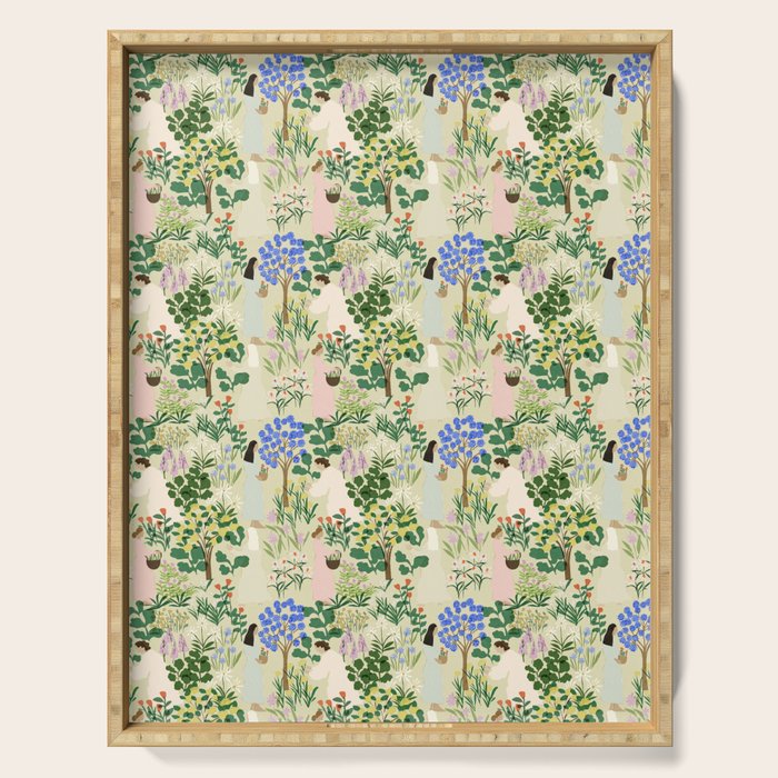 Ladies working in the garden (BEIGE) Serving Tray Gallery Image 1