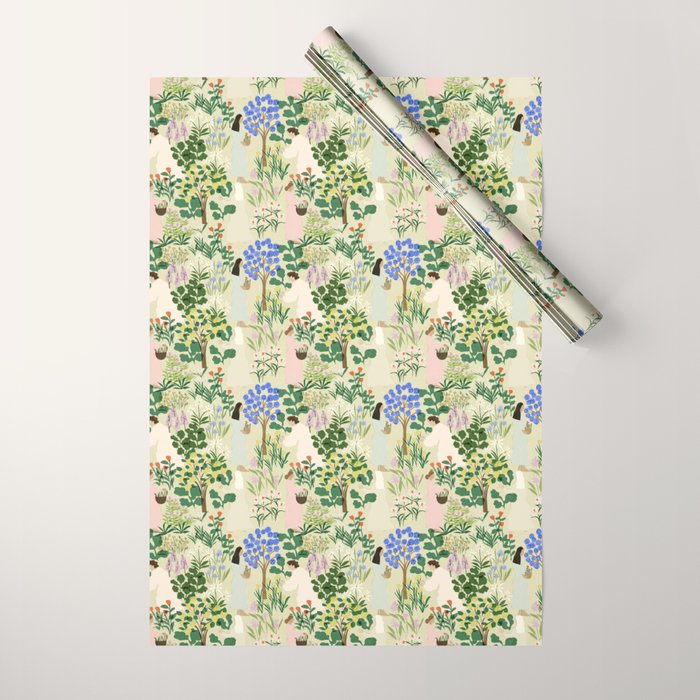 Ladies working in the garden (BEIGE) Wrapping Paper Gallery Image 1