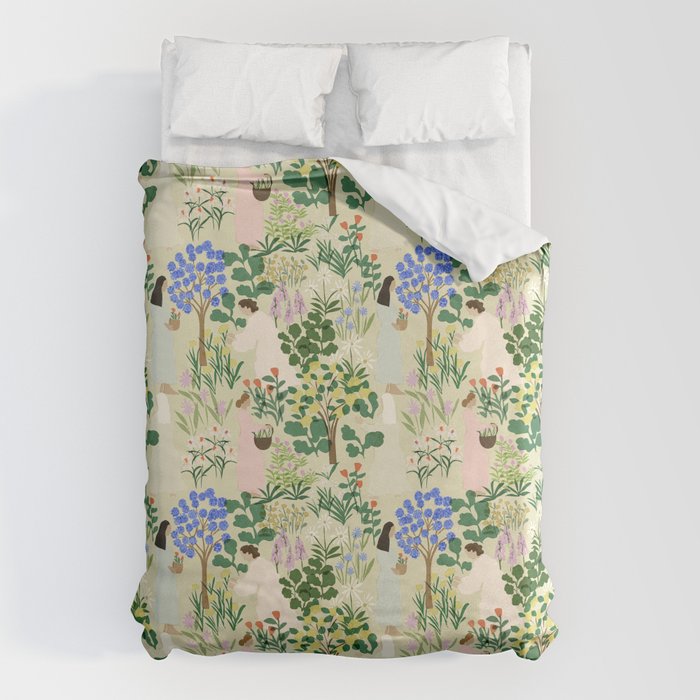 Ladies working in the garden (BEIGE) Duvet Cover Gallery Image 1