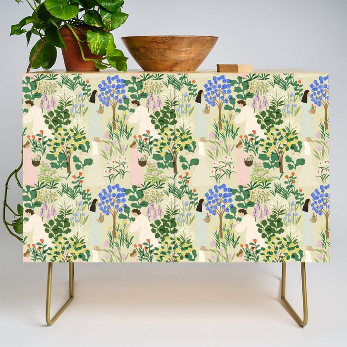 Ladies working in the garden (BEIGE) Credenza Gallery Image 1