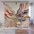 Interwoven, Pastel Colorful Nature Landscape, Mountains Hills Valley Travel, Muted Bohemian Painting Wall Mural Gallery Image 1