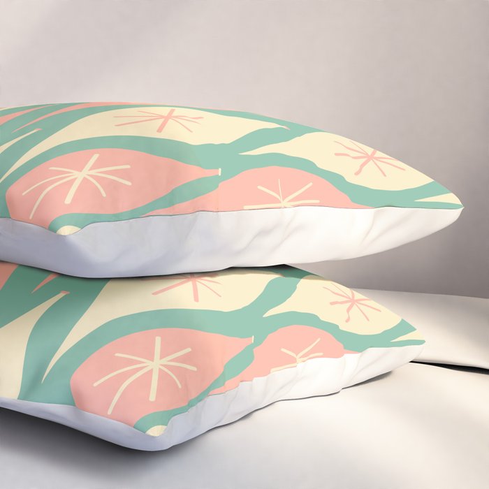 Retro Christmas Ornament Pattern Mint Green Blush Pink Cream Pillow Sham Gallery Image 3
