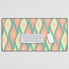 Retro Christmas Ornament Pattern Mint Green Blush Pink Cream Desk Mat Gallery Image 1