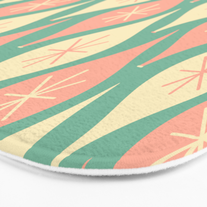 Retro Christmas Ornament Pattern Mint Green Blush Pink Cream Bath Mat Gallery Image 3