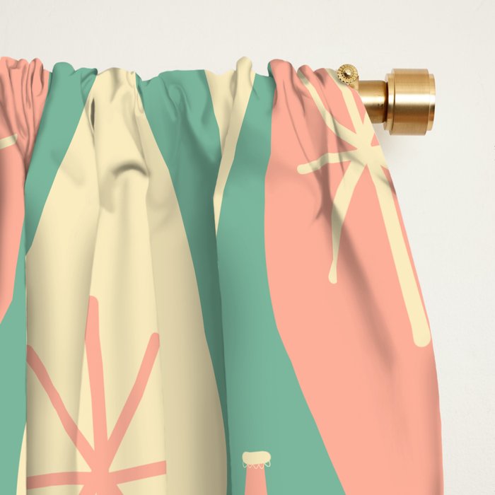Retro Christmas Ornament Pattern Mint Green Blush Pink Cream Window Curtain Gallery Image 2