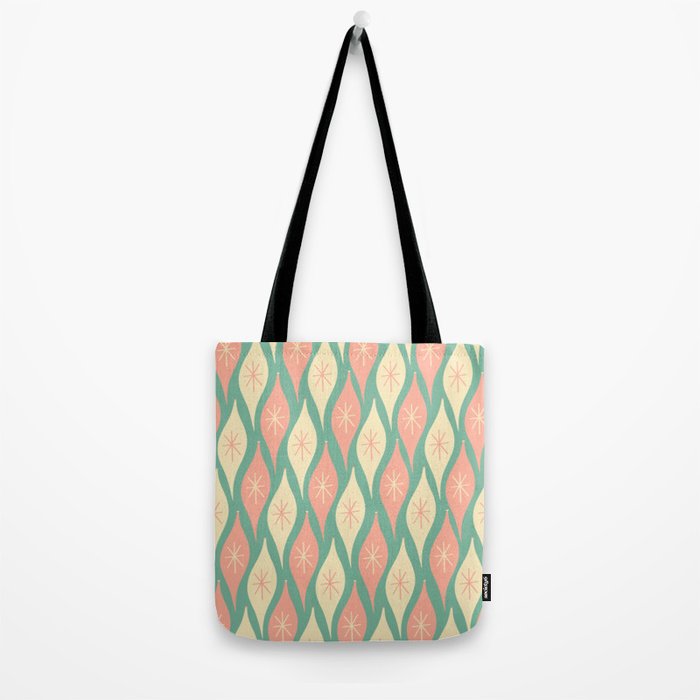 Retro Christmas Ornament Pattern Mint Green Blush Pink Cream Tote Bag Gallery Image 2