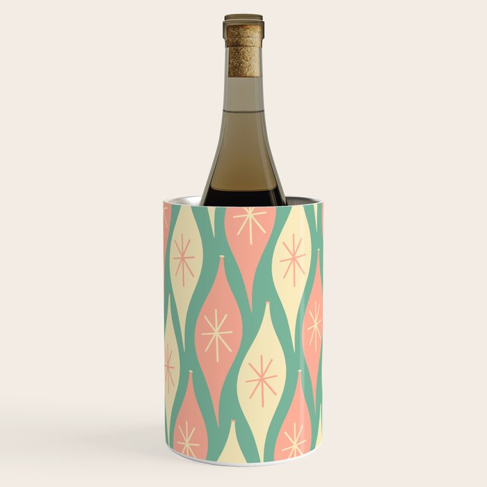 Retro Christmas Ornament Pattern Mint Green Blush Pink Cream Wine Chiller Gallery Image 2
