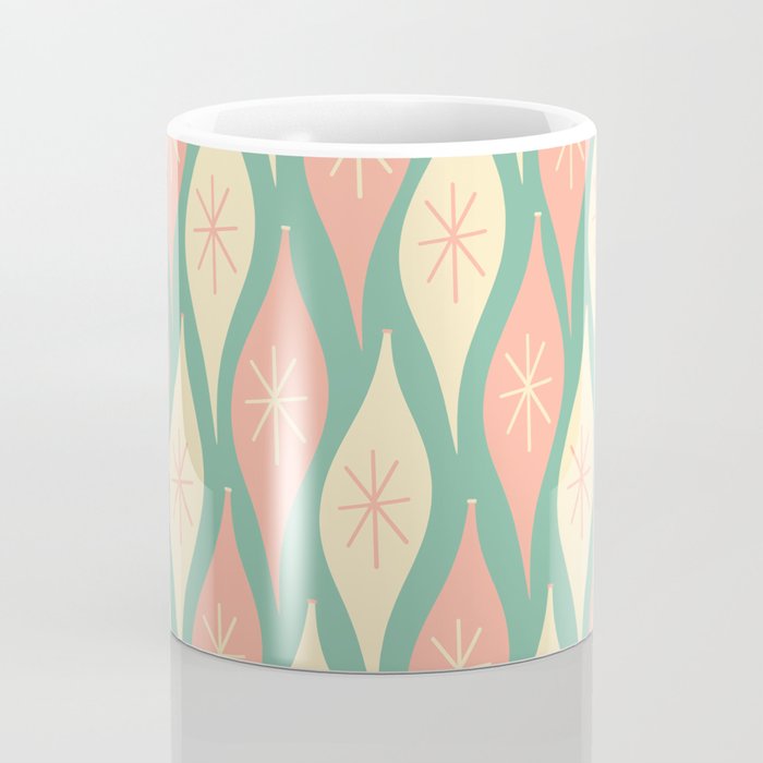Retro Christmas Ornament Pattern Mint Green Blush Pink Cream Coffee Mug Gallery Image 4