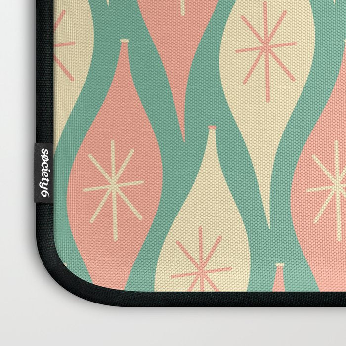 Retro Christmas Ornament Pattern Mint Green Blush Pink Cream Laptop Sleeve Gallery Image 3