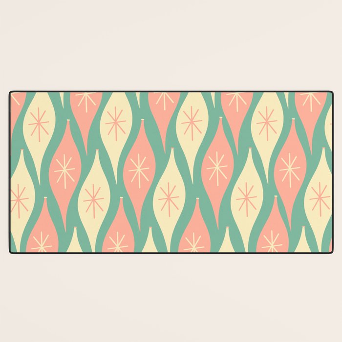 Retro Christmas Ornament Pattern Mint Green Blush Pink Cream Desk Mat Gallery Image 3