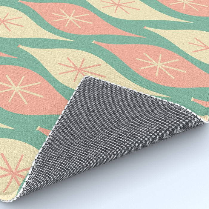 Retro Christmas Ornament Pattern Mint Green Blush Pink Cream Rug Gallery Image 4