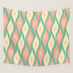 Retro Christmas Ornament Pattern Mint Green Blush Pink Cream Wall Tapestry Gallery Image 4
