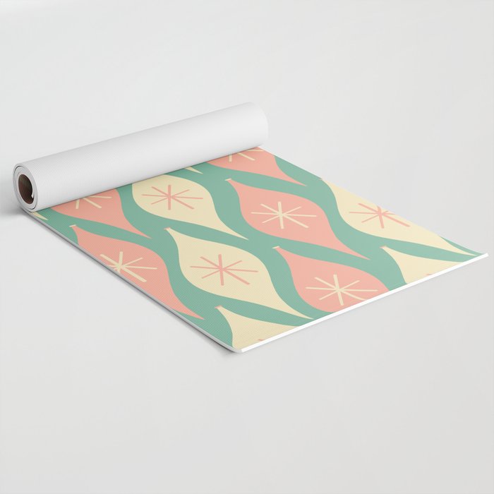 Retro Christmas Ornament Pattern Mint Green Blush Pink Cream Yoga Mat Gallery Image 2