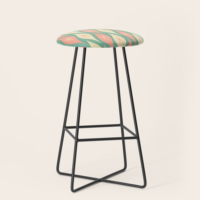 Retro Christmas Ornament Pattern Mint Green Blush Pink Cream Stool Gallery Image 1