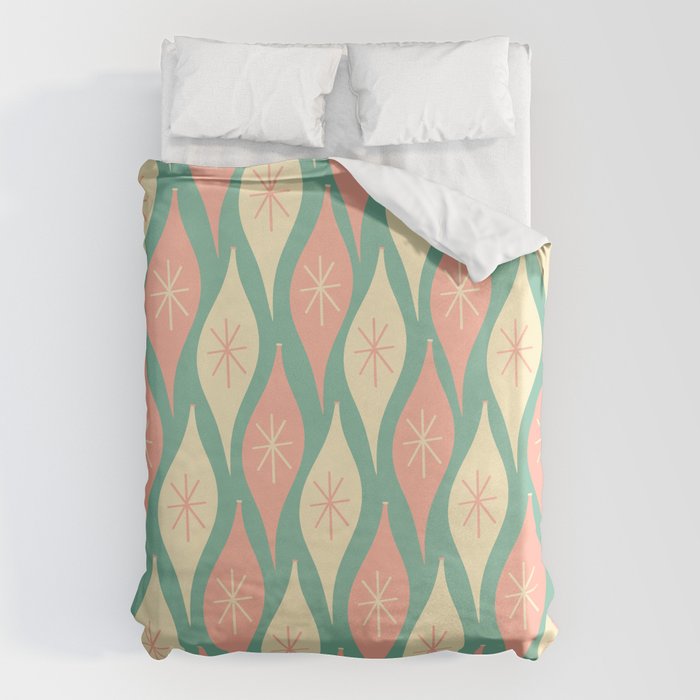 Retro Christmas Ornament Pattern Mint Green Blush Pink Cream Duvet Cover Gallery Image 6