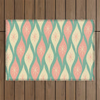 Retro Christmas Ornament Pattern Mint Green Blush Pink Cream Outdoor Rug Gallery Image 1