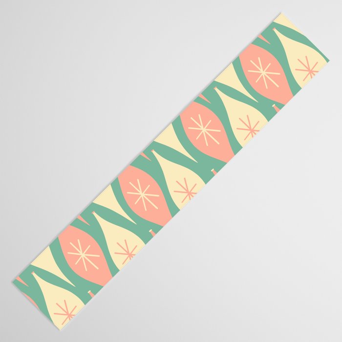 Retro Christmas Ornament Pattern Mint Green Blush Pink Cream Table Runner Gallery Image 3
