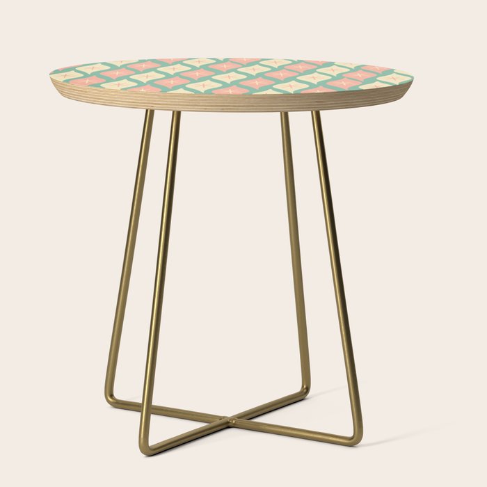 Retro Christmas Ornament Pattern Mint Green Blush Pink Cream Side Table Gallery Image 1
