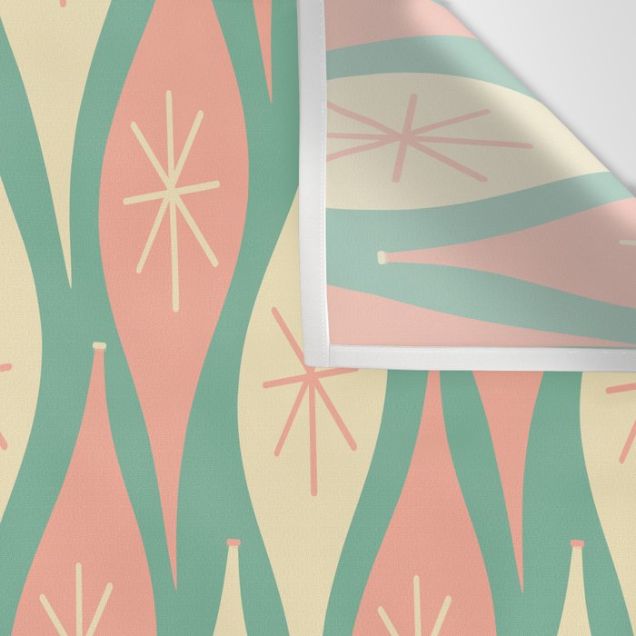 Retro Christmas Ornament Pattern Mint Green Blush Pink Cream Wall Tapestry Gallery Image 3