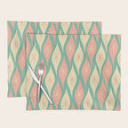 Retro Christmas Ornament Pattern Mint Green Blush Pink Cream Placemat Gallery Image 1