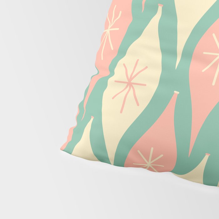 Retro Christmas Ornament Pattern Mint Green Blush Pink Cream Pillow Sham Gallery Image 4