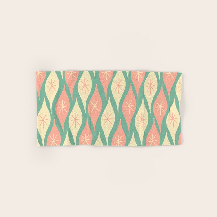 Retro Christmas Ornament Pattern Mint Green Blush Pink Cream Bath Towel Gallery Image 1
