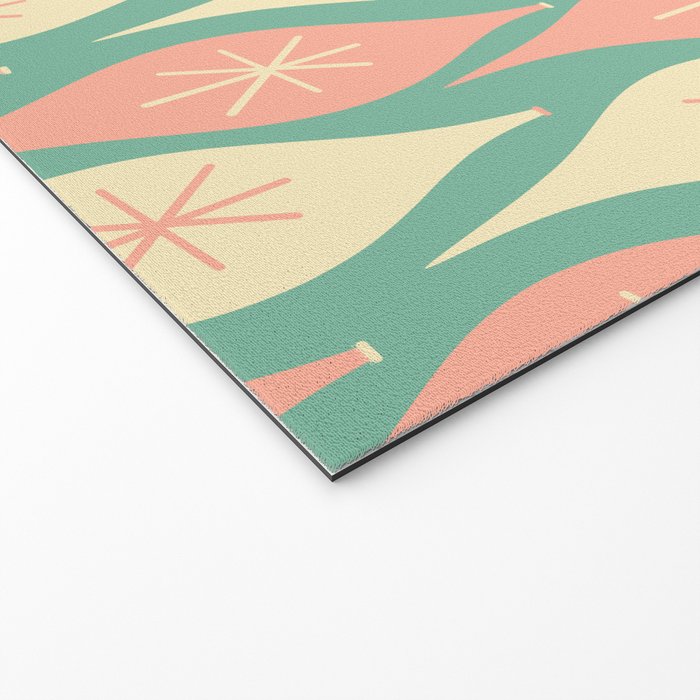 Retro Christmas Ornament Pattern Mint Green Blush Pink Cream Welcome Mat Gallery Image 2