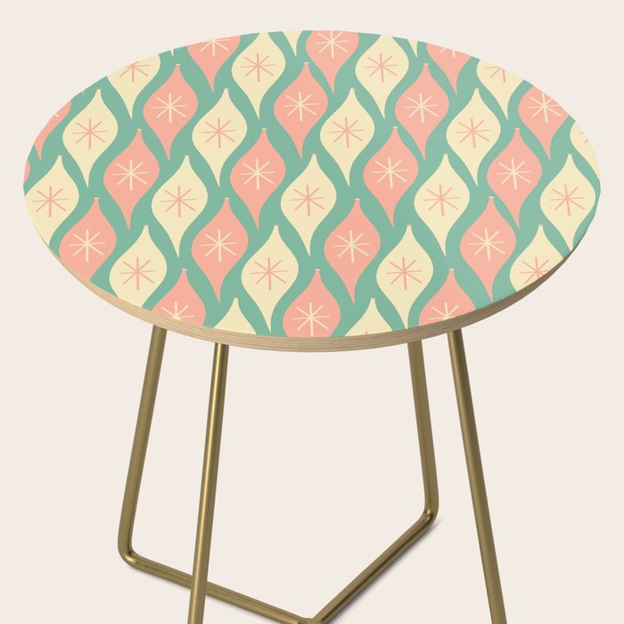 Retro Christmas Ornament Pattern Mint Green Blush Pink Cream Side Table Gallery Image 2