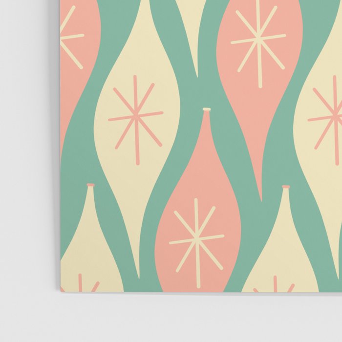 Retro Christmas Ornament Pattern Mint Green Blush Pink Cream Poster Gallery Image 3