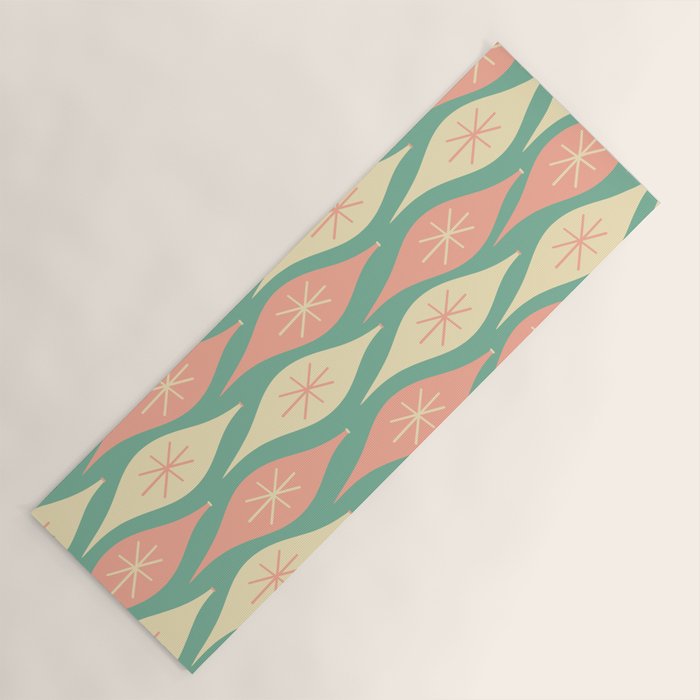 Retro Christmas Ornament Pattern Mint Green Blush Pink Cream Yoga Mat Gallery Image 1