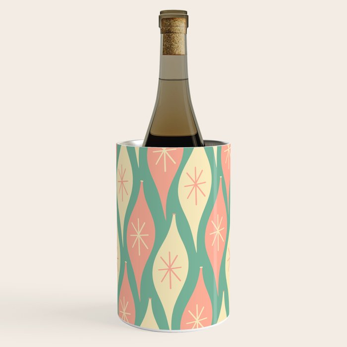 Retro Christmas Ornament Pattern Mint Green Blush Pink Cream Wine Chiller Gallery Image 1