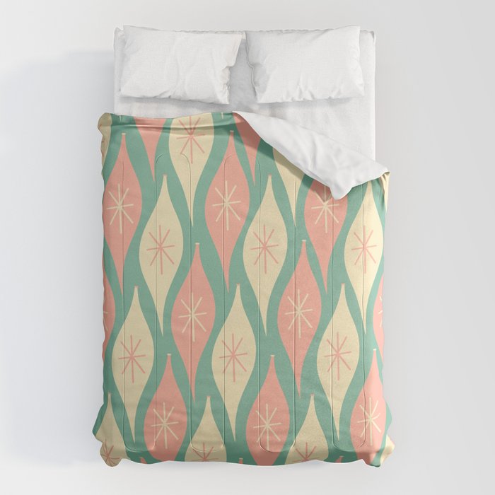 Retro Christmas Ornament Pattern Mint Green Blush Pink Cream Comforter Gallery Image 6