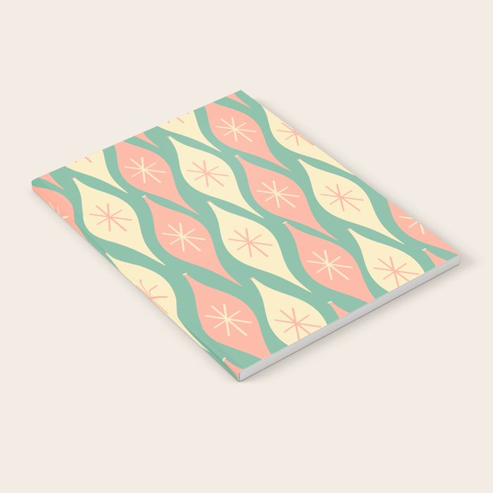 Retro Christmas Ornament Pattern Mint Green Blush Pink Cream Notebook Gallery Image 2