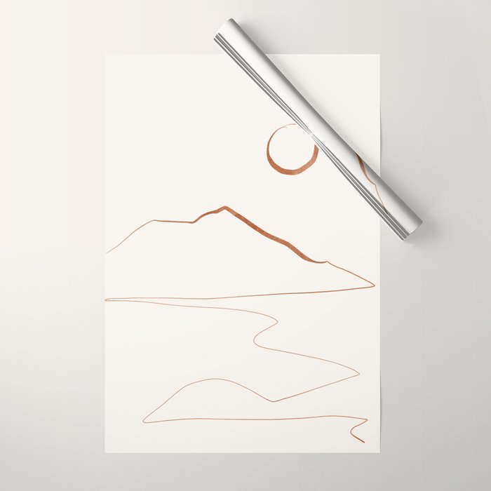 Minimal Line Art Landscape Wrapping Paper Gallery Image 1