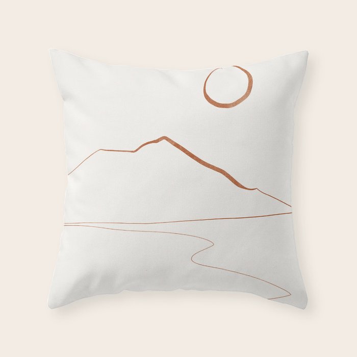 Minimal Line Art Landscape Throw Pillow Gallery Image 1