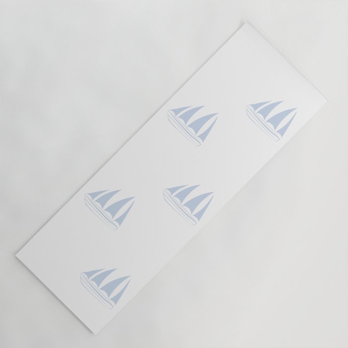 Pale Blue Sailboat Pattern Yoga Mat Gallery Image 1
