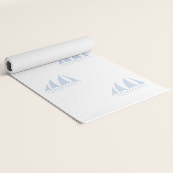 Pale Blue Sailboat Pattern Yoga Mat Gallery Image 2