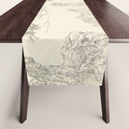 Beige toile de Jouy Table Runner Gallery Image 1