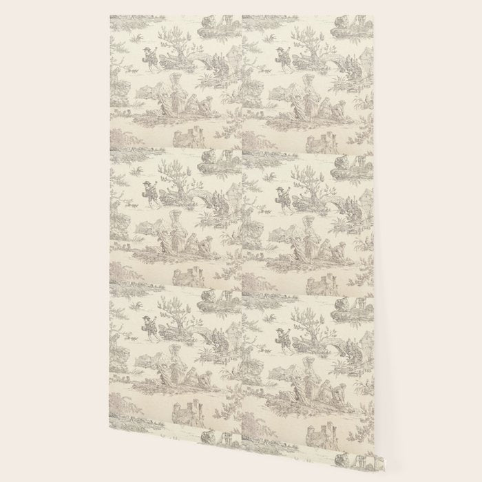 Beige toile de Jouy Wallpaper Gallery Image 2