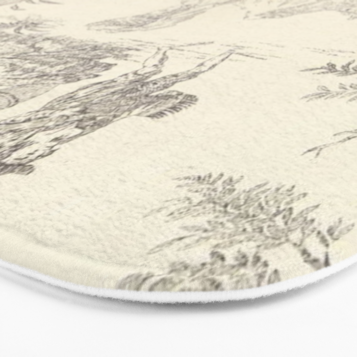 Beige toile de Jouy Bath Mat Gallery Image 3